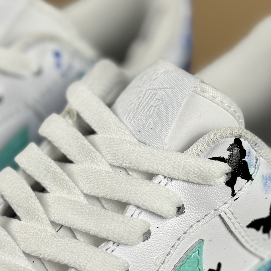 定制球鞋纯手绘画Nike Air Force 1 空军一号 手绘 蝴蝶花 蝴蝶梦幻 晕染 减震耐磨 低帮 板鞋 CW2288-111