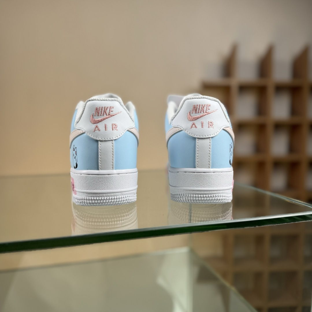 Nike Air Force 1 Low 07 手绘 粉蓝萌喵 小鱼小猫 粉蓝 ZH0316-107