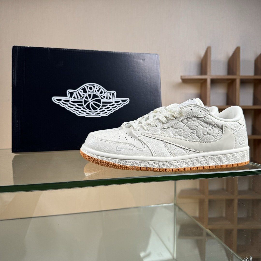 Travis Scott x Fragment Design x Air Jordan 1 Low OG SP AJ1 乔1 古驰联名 暗刻生胶 低帮文化休闲板鞋 LD2025-049