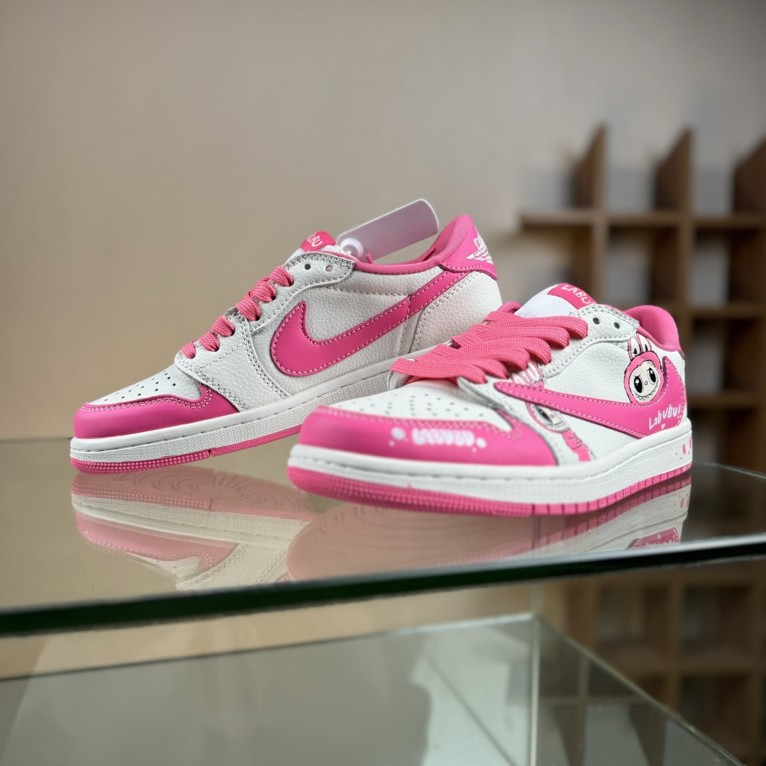 Travis Scott x Nike Air Jordan 1 Low x LABUBU Air Jordan 1 Low 反转粉白倒钩纯原版本 JW1188-162