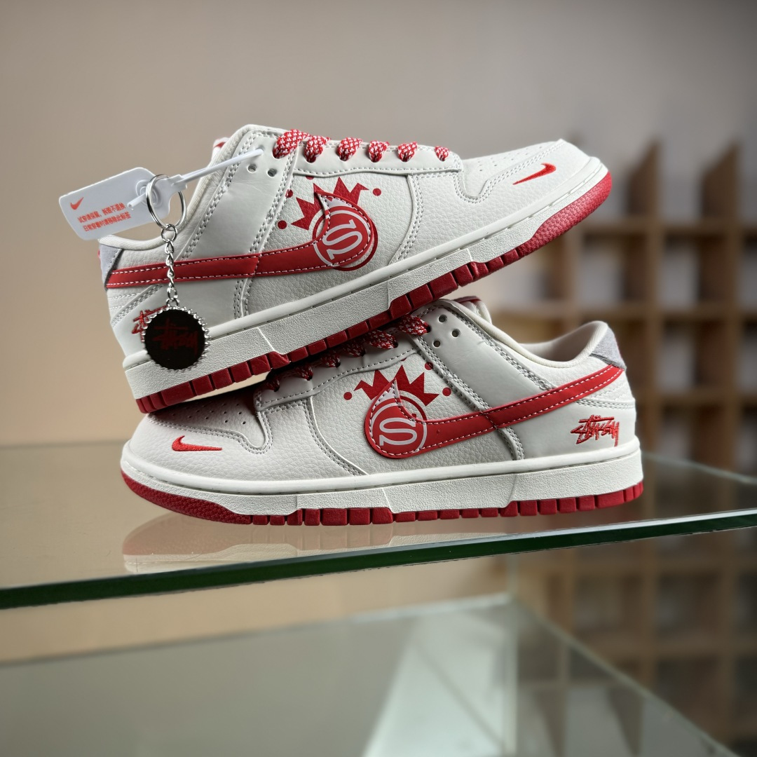 Nike SB Dunk Low x Stussy 白红小勾满天星 DG2025-004