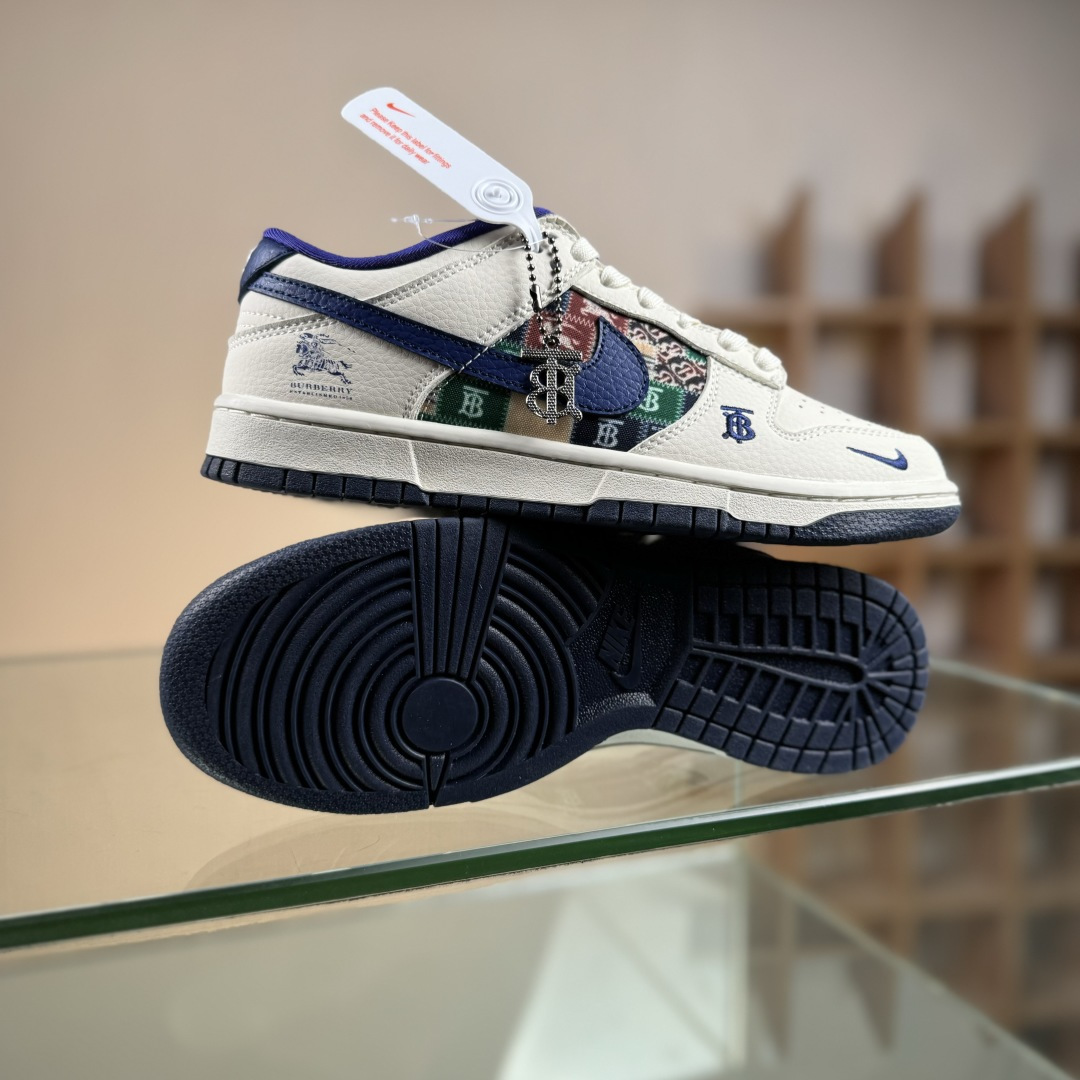 Nike SB Dunk Low 巴宝莉联名 白蓝复古拼接 高端定制 低帮休闲板鞋 SD6688-002