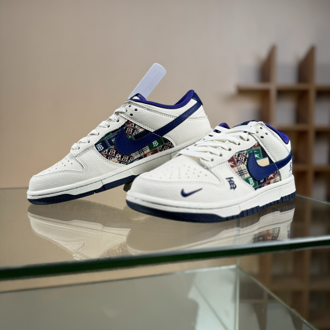 Nike SB Dunk Low 巴宝莉联名 白蓝复古拼接 高端定制 低帮休闲板鞋 SD6688-002