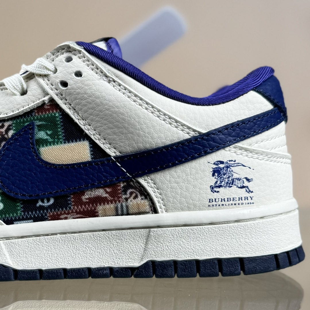 Nike SB Dunk Low 巴宝莉联名 白蓝复古拼接 高端定制 低帮休闲板鞋 SD6688-002