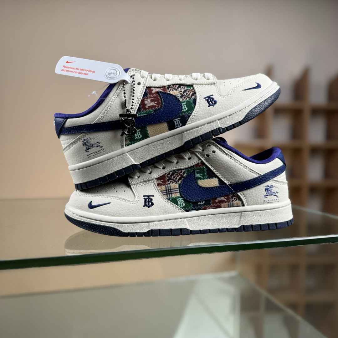 Nike SB Dunk Low 巴宝莉联名 白蓝复古拼接 高端定制 低帮休闲板鞋 SD6688-002