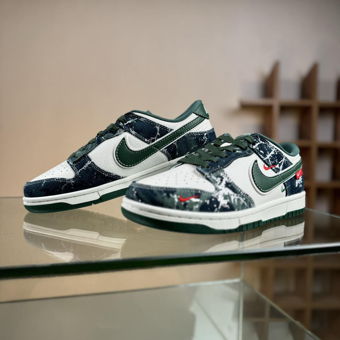Nike SB Dunk Low BAPE联名 白军绿 周年高端定制 低帮休闲板鞋 SC0601-465