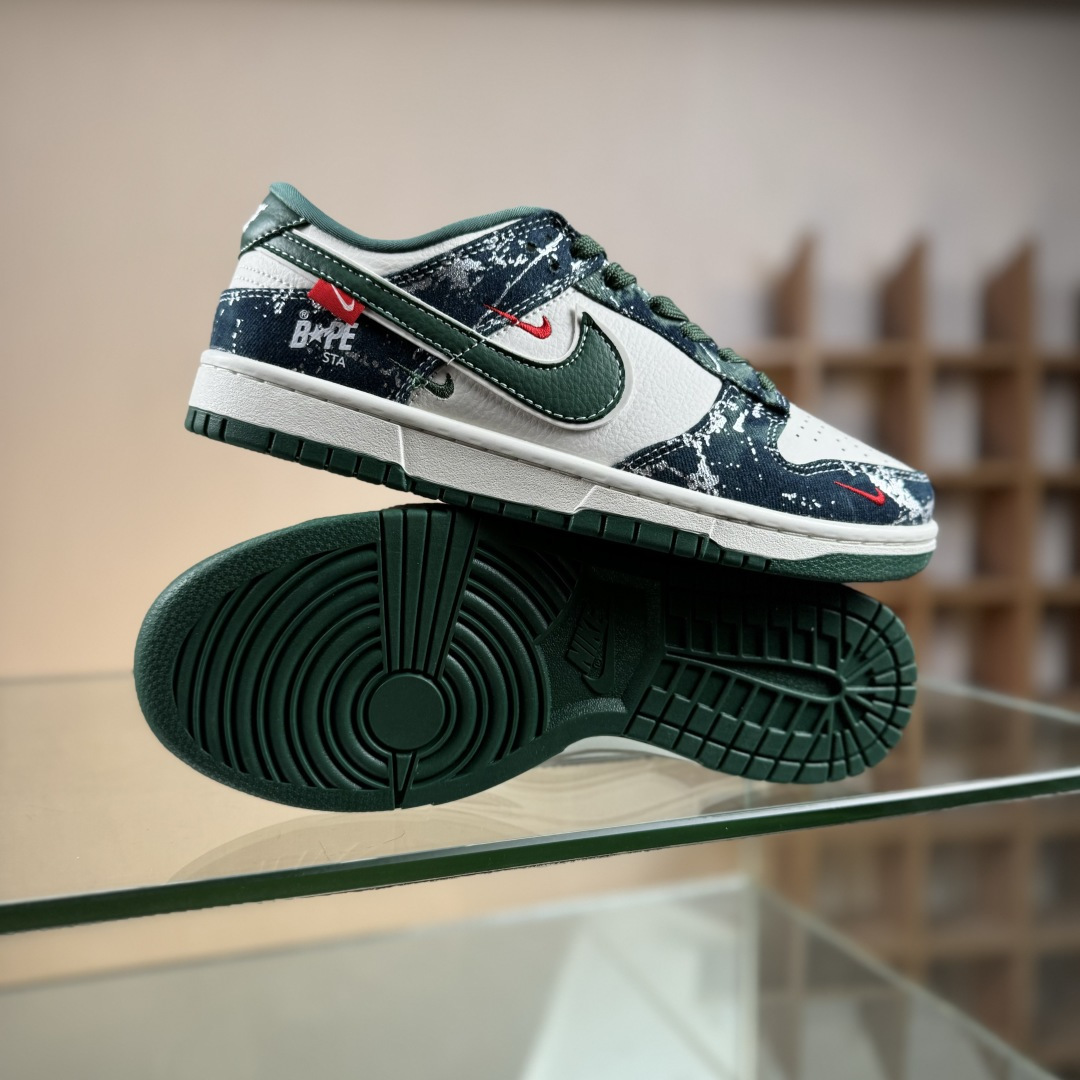 Nike SB Dunk Low BAPE联名 白军绿 周年高端定制 低帮休闲板鞋 SC0601-465