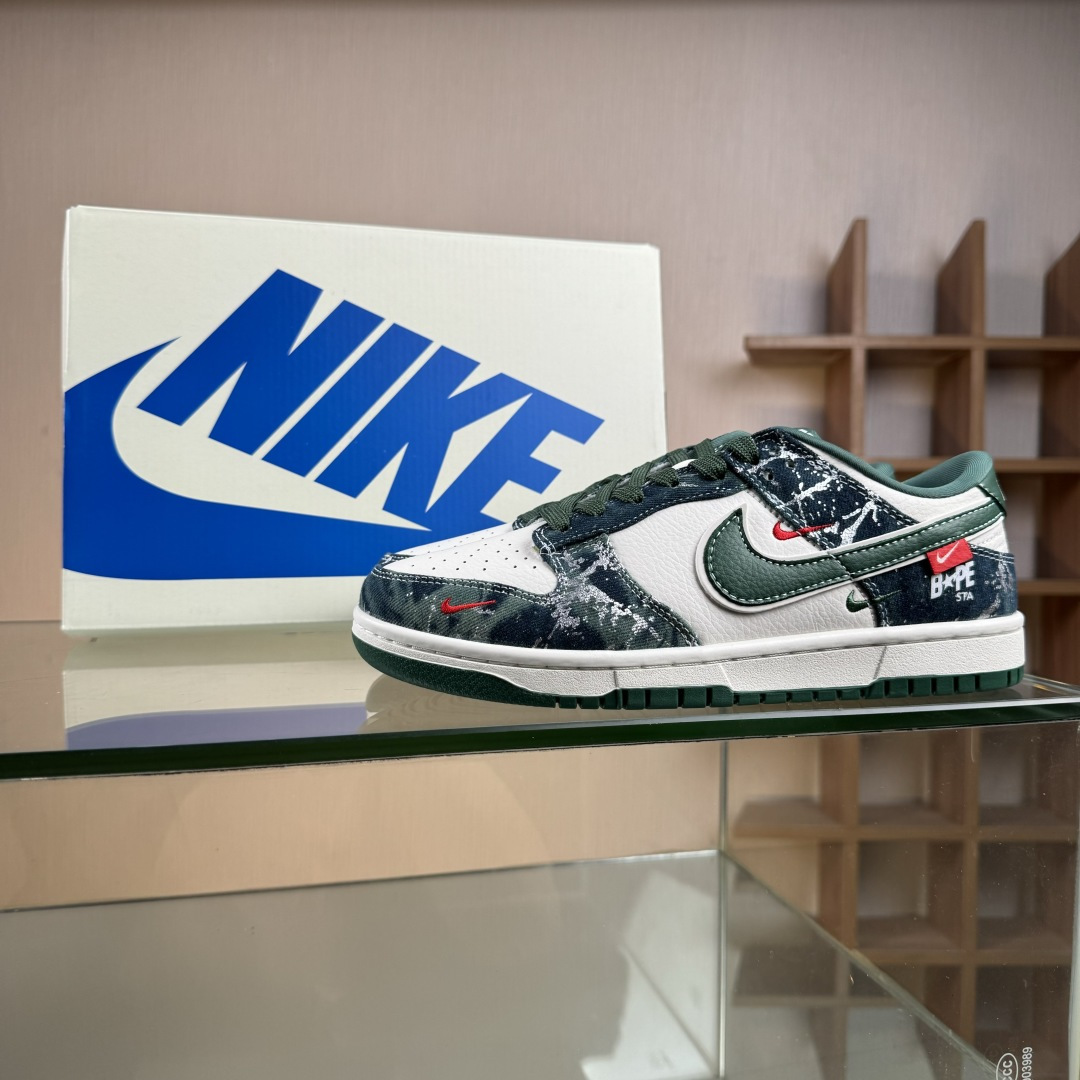 Nike SB Dunk Low BAPE联名 白军绿 周年高端定制 低帮休闲板鞋 SC0601-465