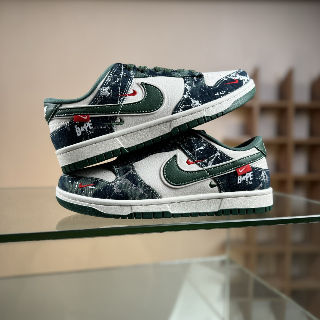 Nike SB Dunk Low BAPE联名 白军绿 周年高端定制 低帮休闲板鞋 SC0601-465