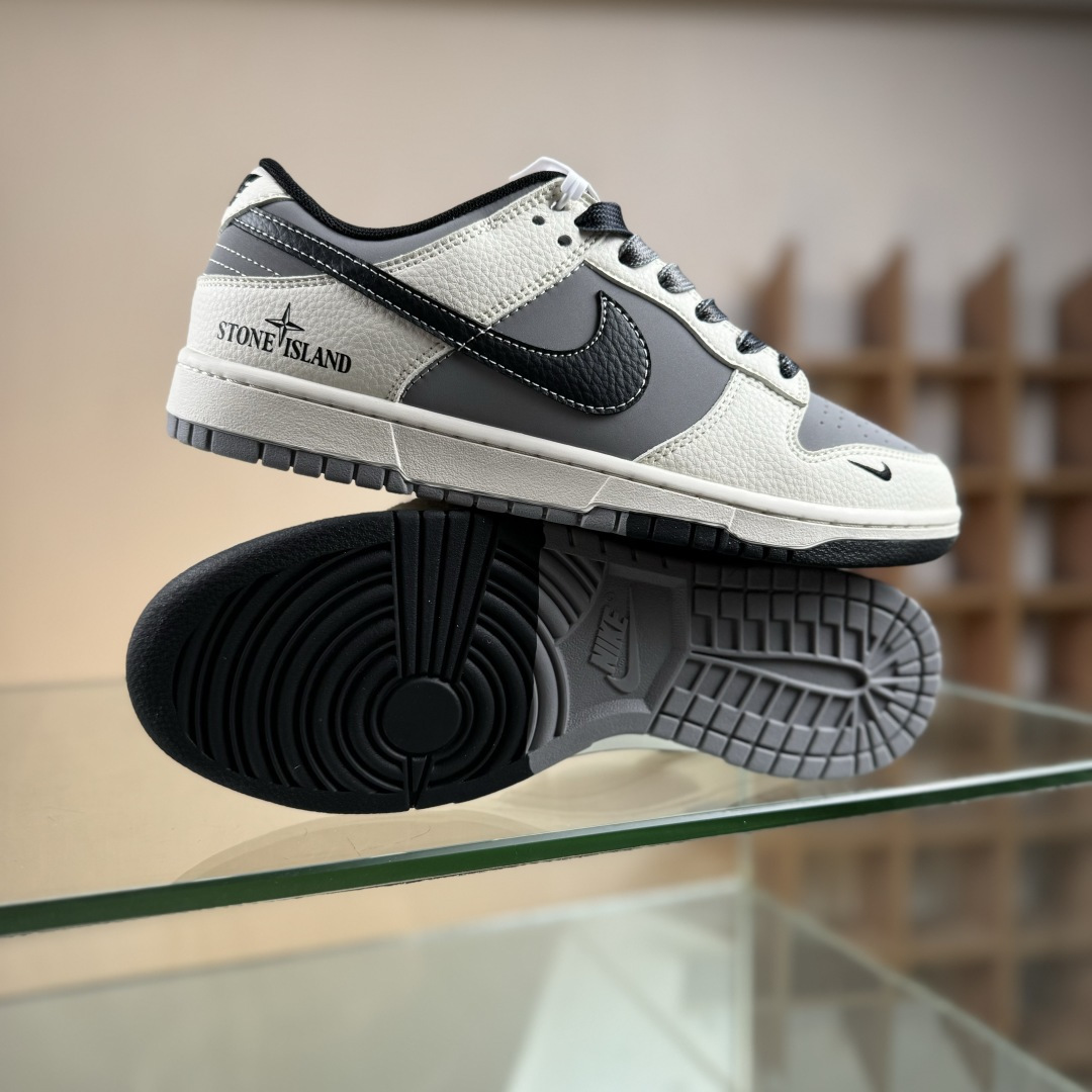 Nike SB Dunk Low 石头岛联名 米灰黑拼接 周年高端定制 低帮休闲板鞋 JP8028-041