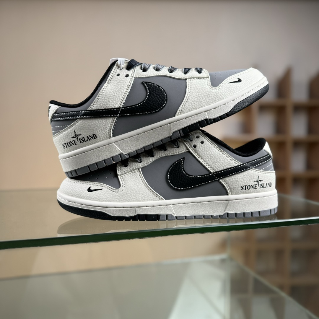 Nike SB Dunk Low 石头岛联名 米灰黑拼接 周年高端定制 低帮休闲板鞋 JP8028-041