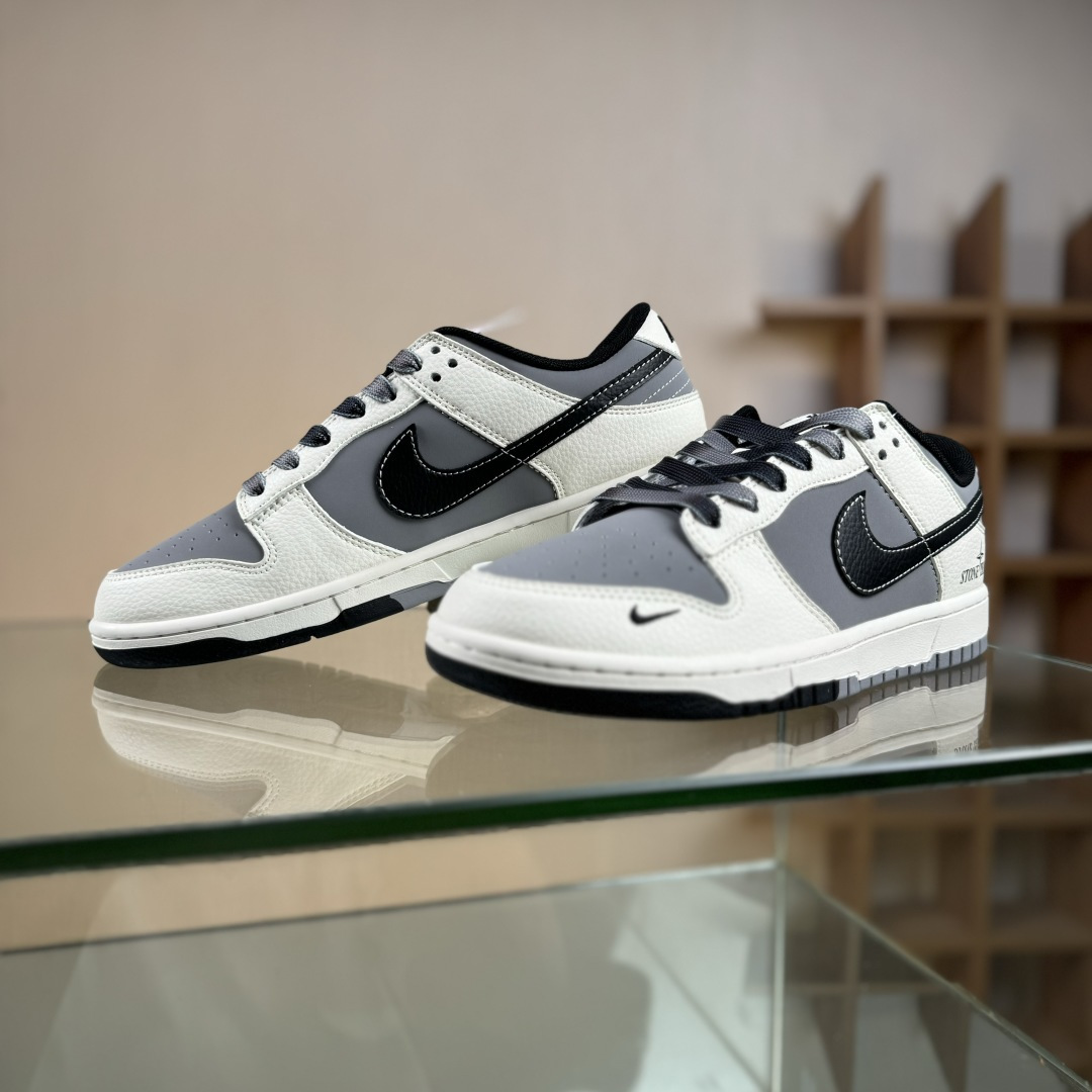 Nike SB Dunk Low 石头岛联名 米灰黑拼接 周年高端定制 低帮休闲板鞋 JP8028-041