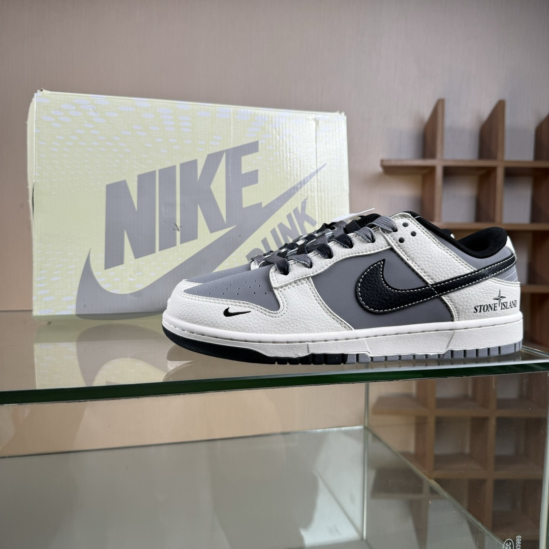 Nike SB Dunk Low 石头岛联名 米灰黑拼接 周年高端定制 低帮休闲板鞋 JP8028-041
