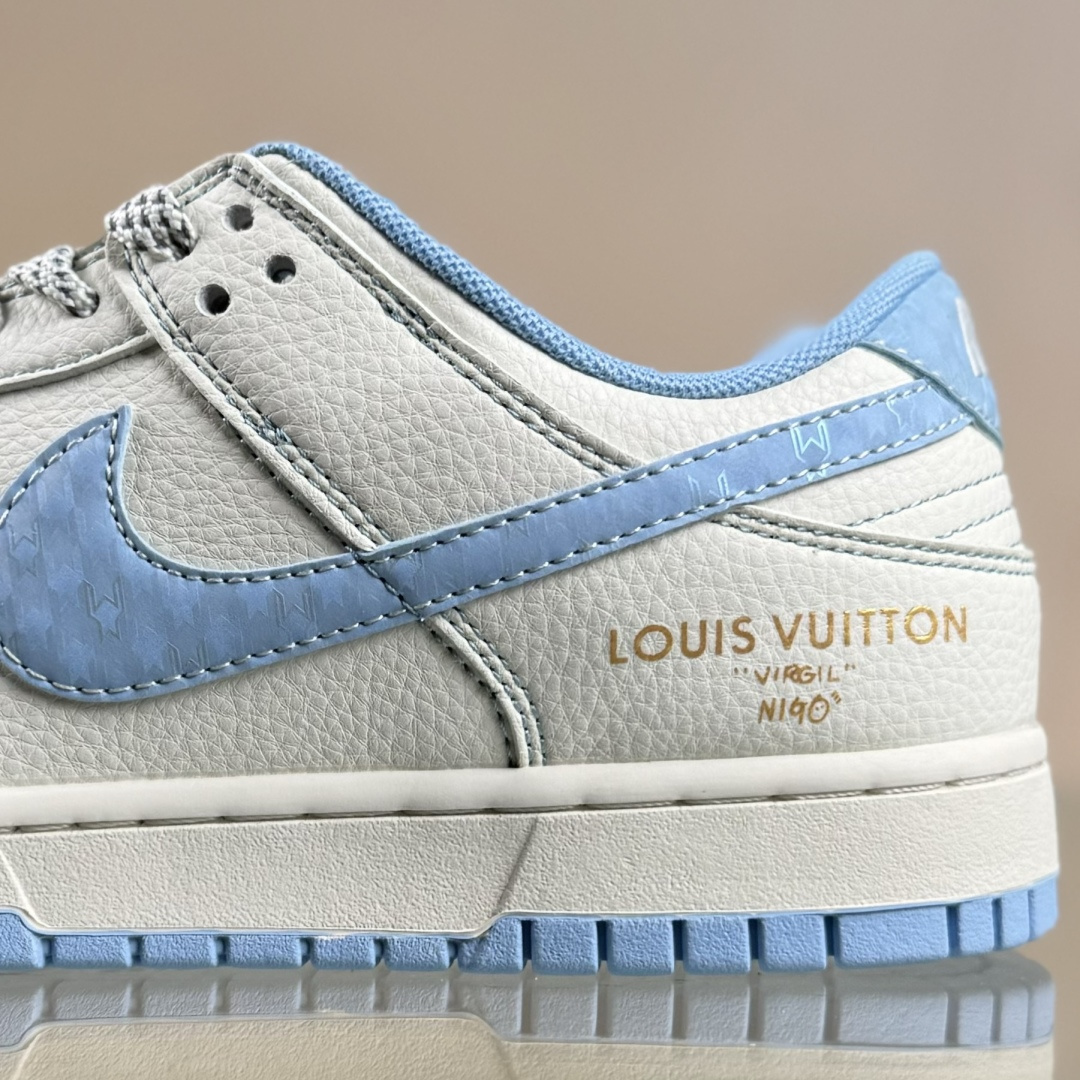 Nike SB Dunk Low LV联名 米白冰蓝金标 周年高端定制 低帮休闲板鞋 JP1628-005