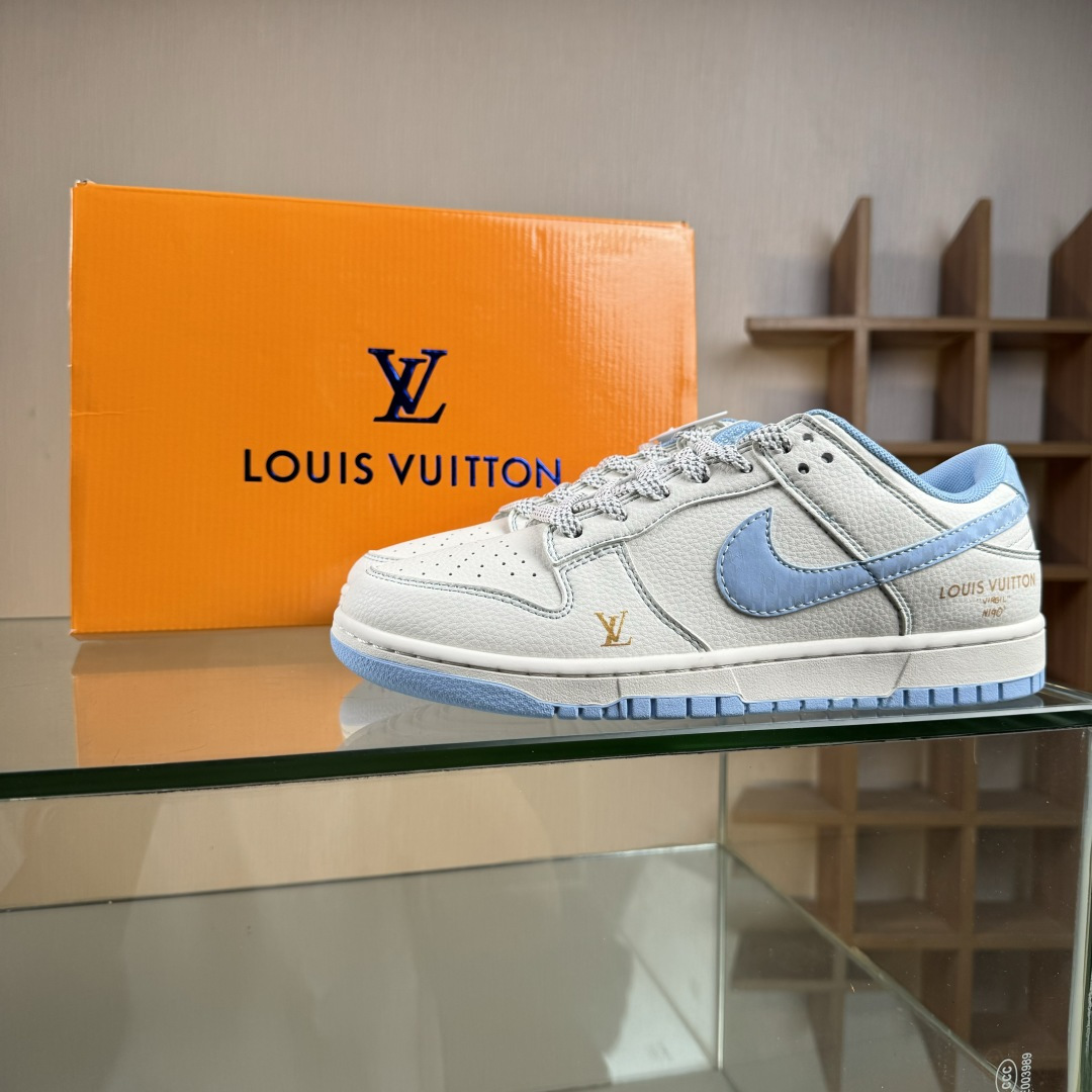 Nike SB Dunk Low LV联名 米白冰蓝金标 周年高端定制 低帮休闲板鞋 JP1628-005