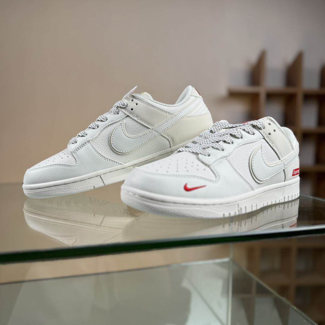 Nike SB Dunk Low Supreme联名 米白小红勾 周年高端定制 低帮休闲板鞋 CS1688-109