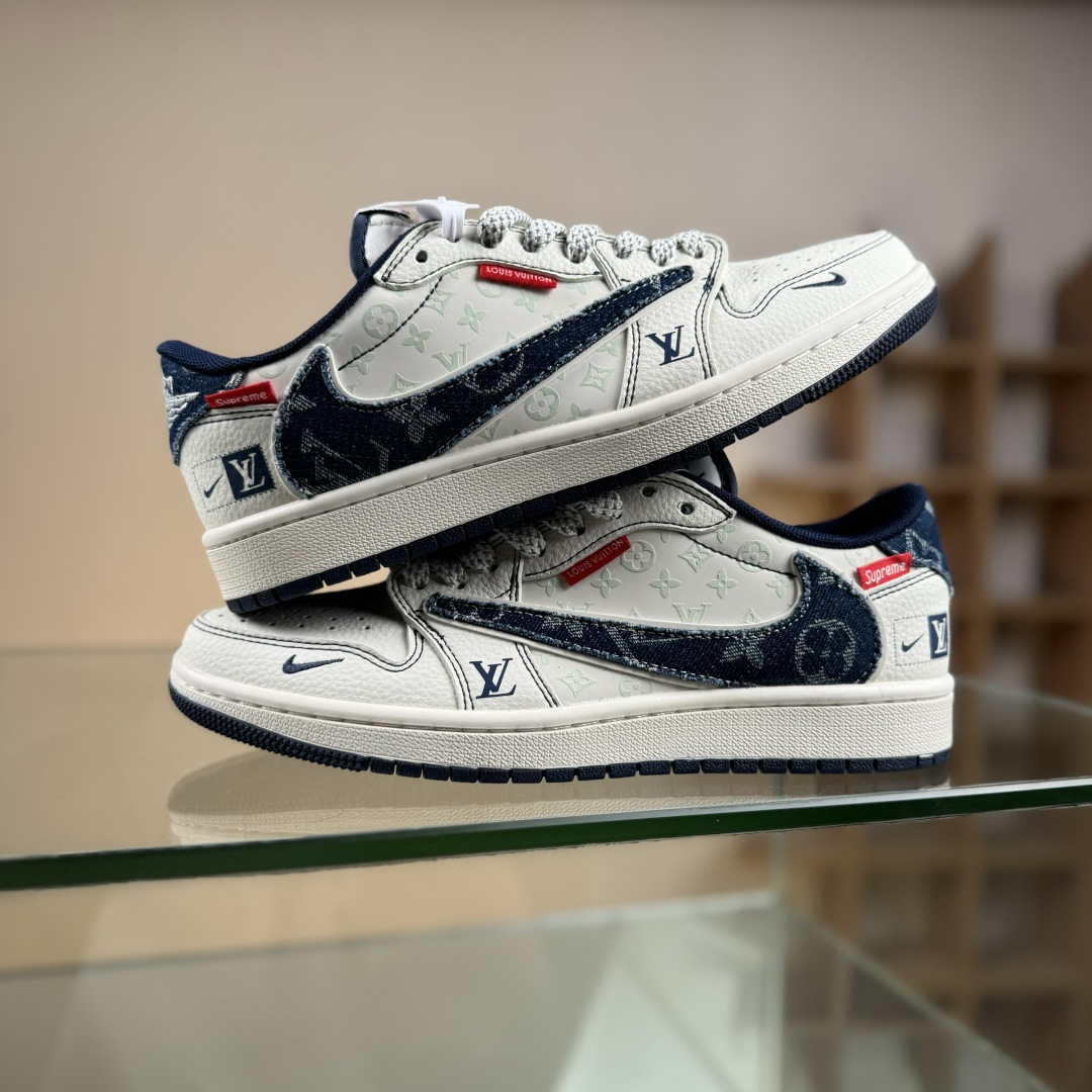 Travis Scott x Nike Air Jordan 1 Low x Louis Vuitton Air Jordan 1 Low 反转白蓝小勾满天星倒钩纯原版本 CX5050-Y16