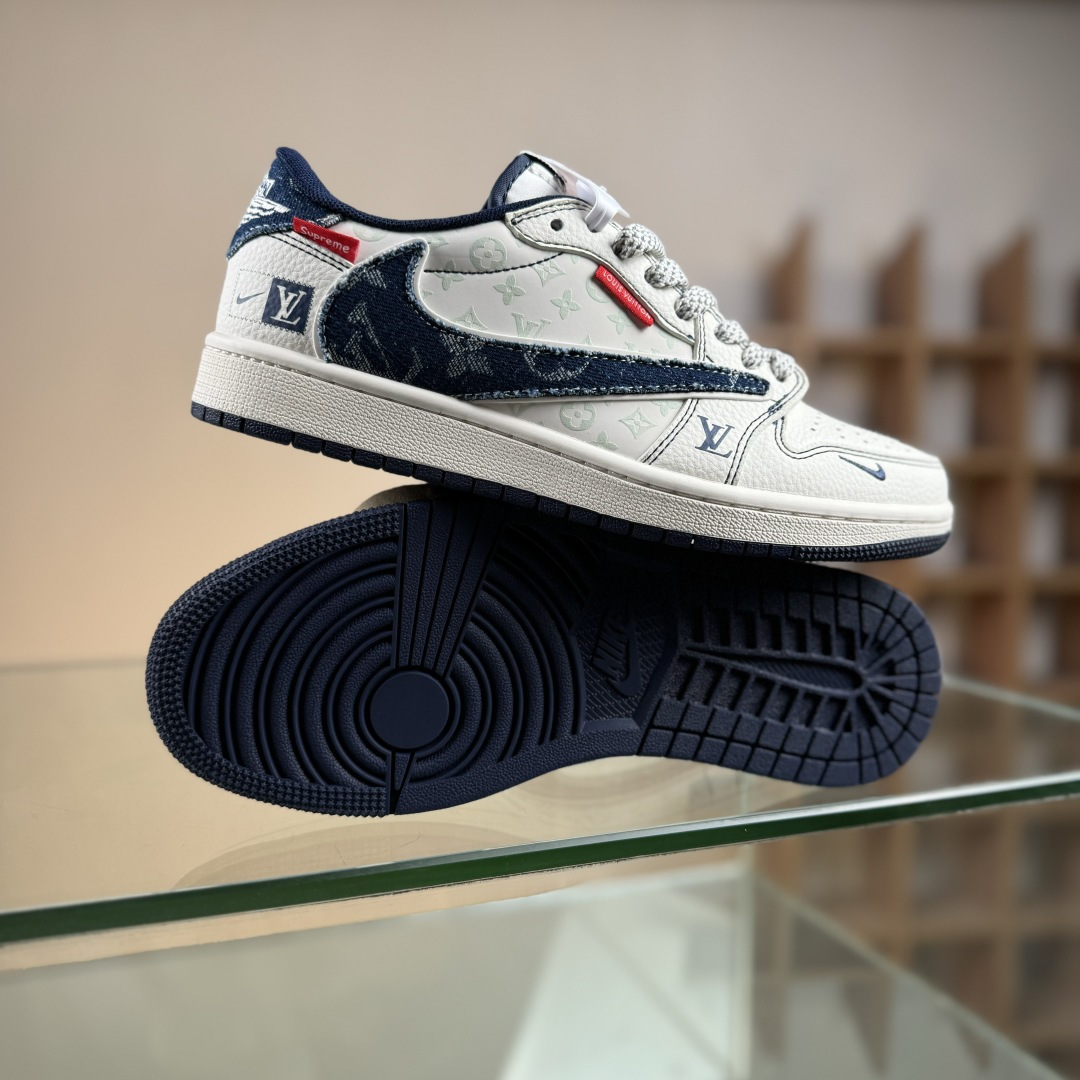 Travis Scott x Nike Air Jordan 1 Low x Louis Vuitton Air Jordan 1 Low 反转白蓝小勾满天星倒钩纯原版本 CX5050-Y16