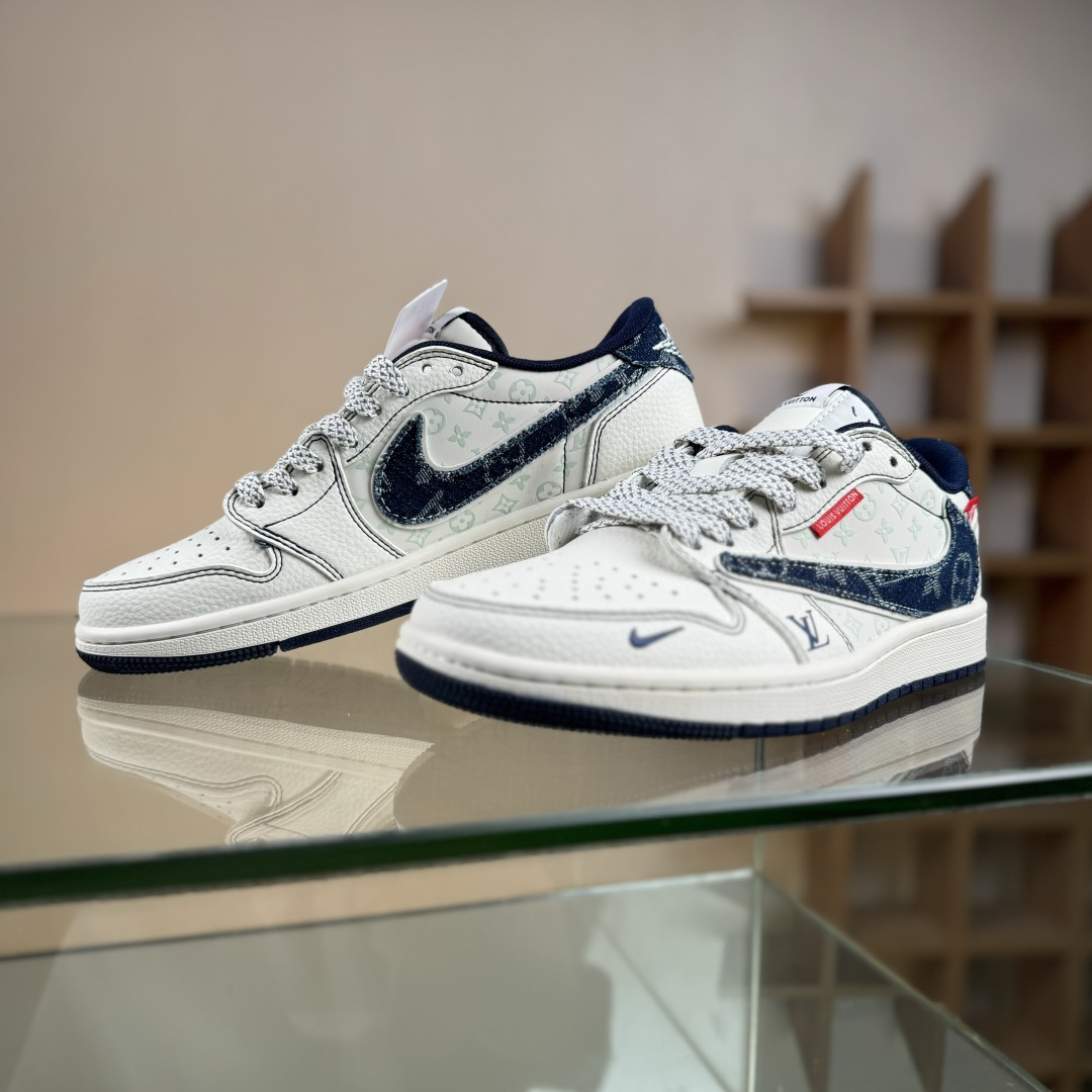 Travis Scott x Nike Air Jordan 1 Low x Louis Vuitton Air Jordan 1 Low 反转白蓝小勾满天星倒钩纯原版本 CX5050-Y16