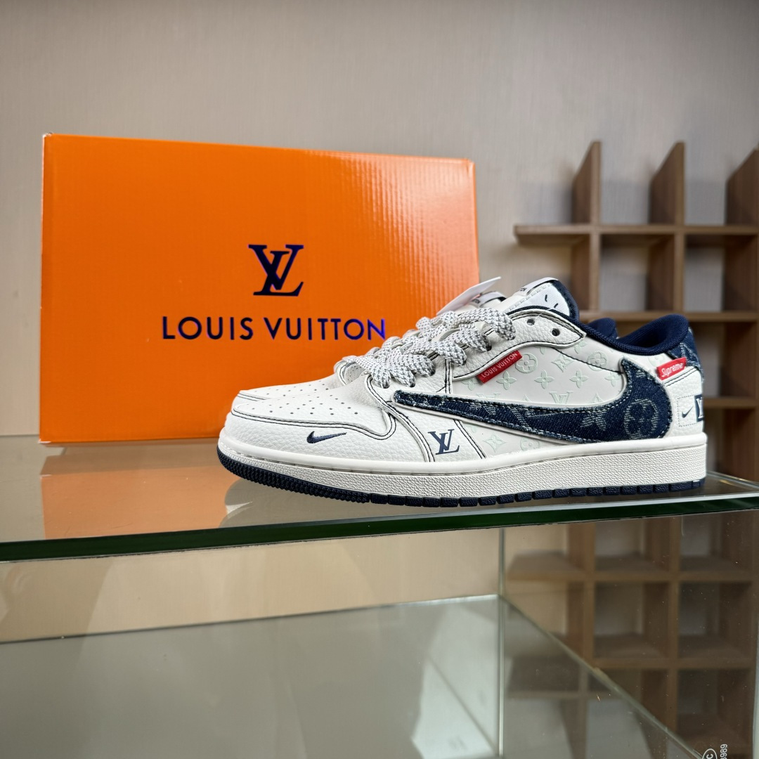 Travis Scott x Nike Air Jordan 1 Low x Louis Vuitton Air Jordan 1 Low 反转白蓝小勾满天星倒钩纯原版本 CX5050-Y16