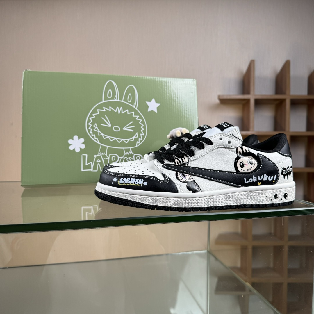 Travis Scott x Nike Air Jordan 1 Low x LABUBU Air Jordan 1 Low 反转黑白倒钩 JW1188-161