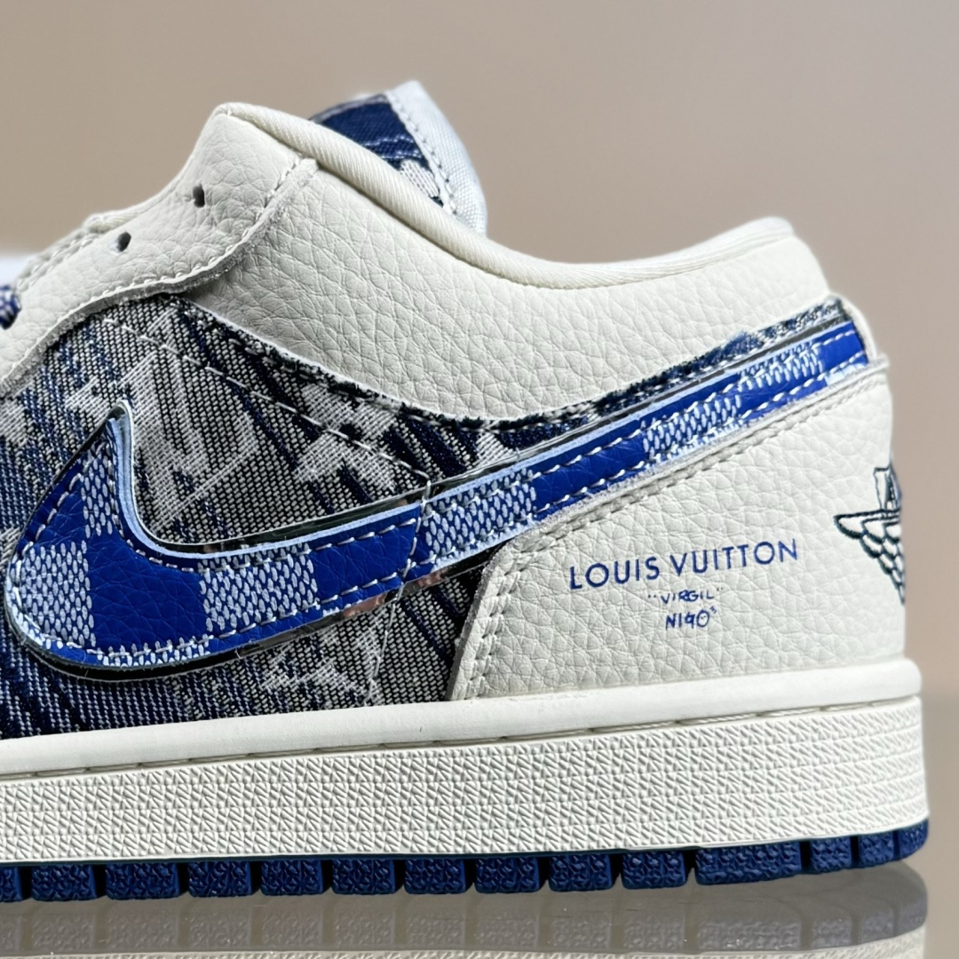Air Jordan 1 Low AJ1 乔1 “LV路易威登联名---白蓝帆布印花”高端定制 低帮复古篮球鞋 QG1988-009