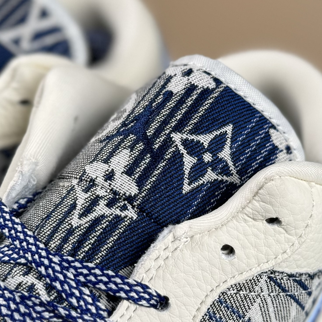 Air Jordan 1 Low AJ1 乔1 “LV路易威登联名---白蓝帆布印花”高端定制 低帮复古篮球鞋 QG1988-009
