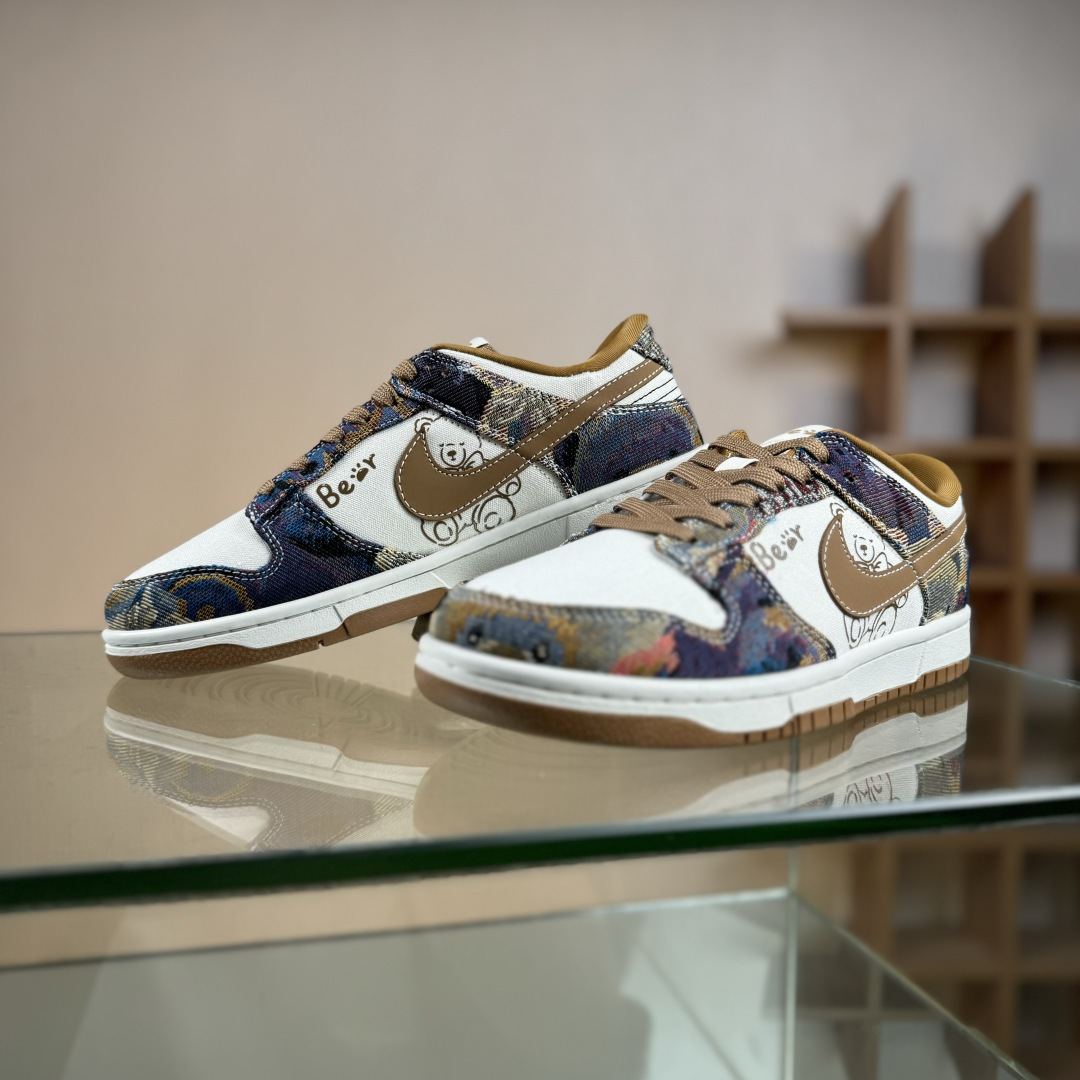 Nike SB Dunk Low 复古织布小熊 高端定制 低帮休闲板鞋 SC0601-459
