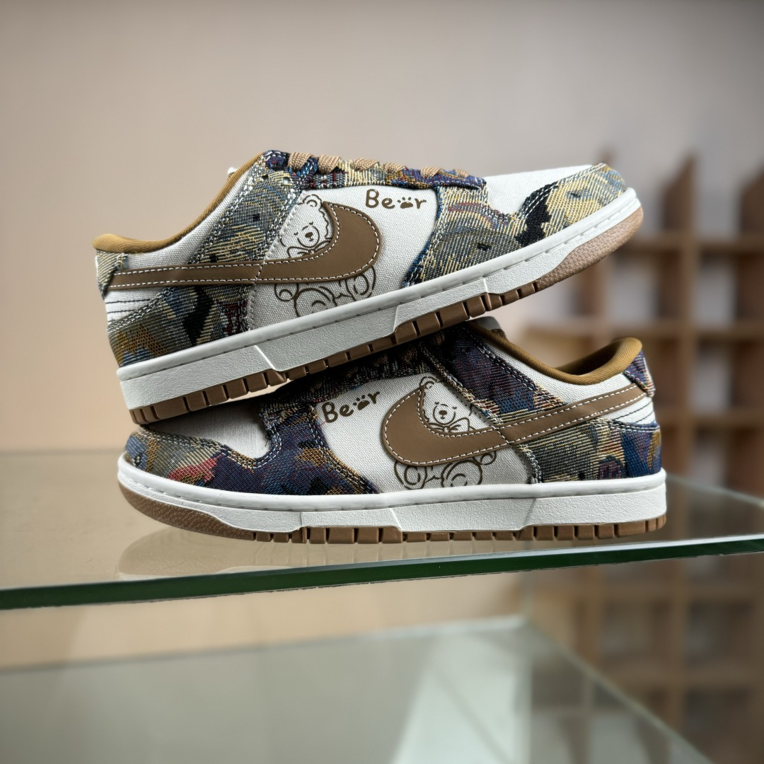Nike SB Dunk Low 复古织布小熊 高端定制 低帮休闲板鞋 SC0601-459
