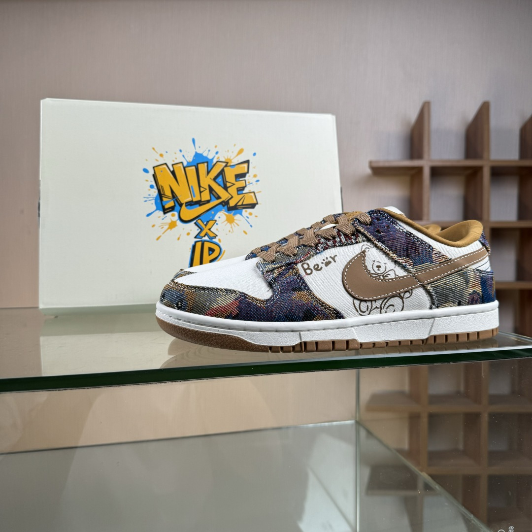 Nike SB Dunk Low 复古织布小熊 高端定制 低帮休闲板鞋 SC0601-459