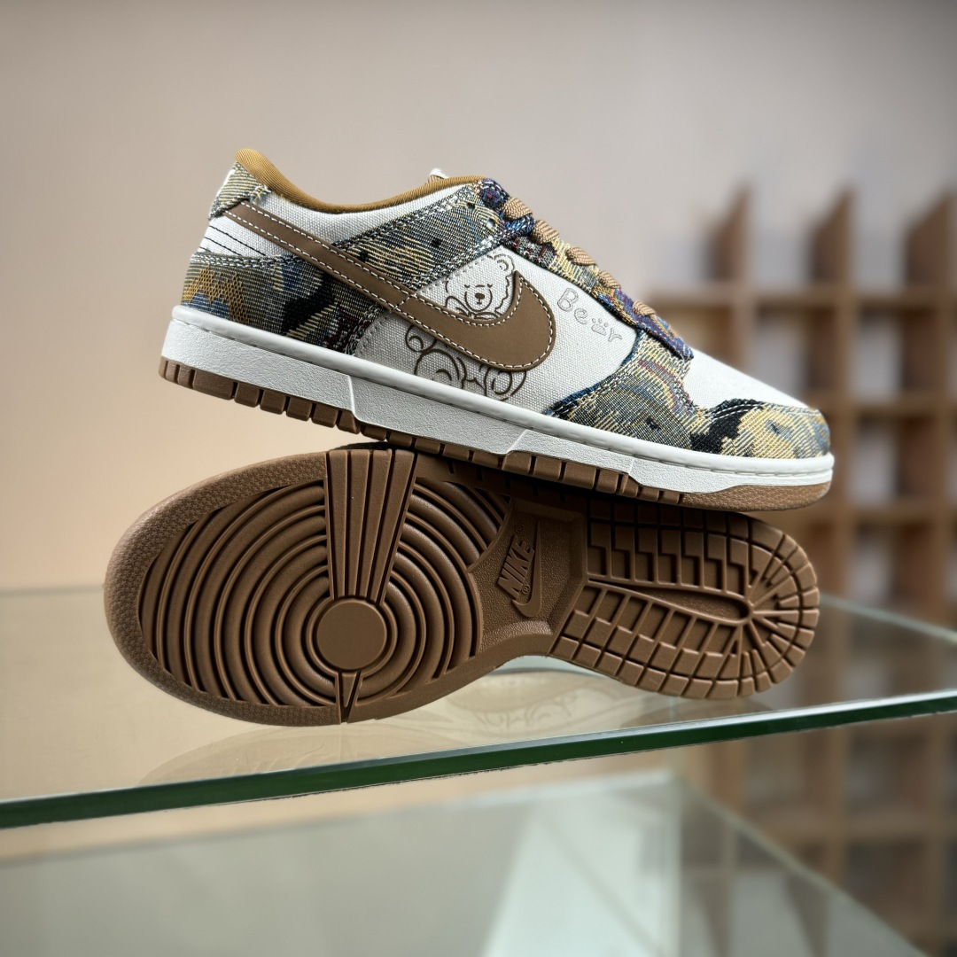 Nike SB Dunk Low 复古织布小熊 高端定制 低帮休闲板鞋 SC0601-459