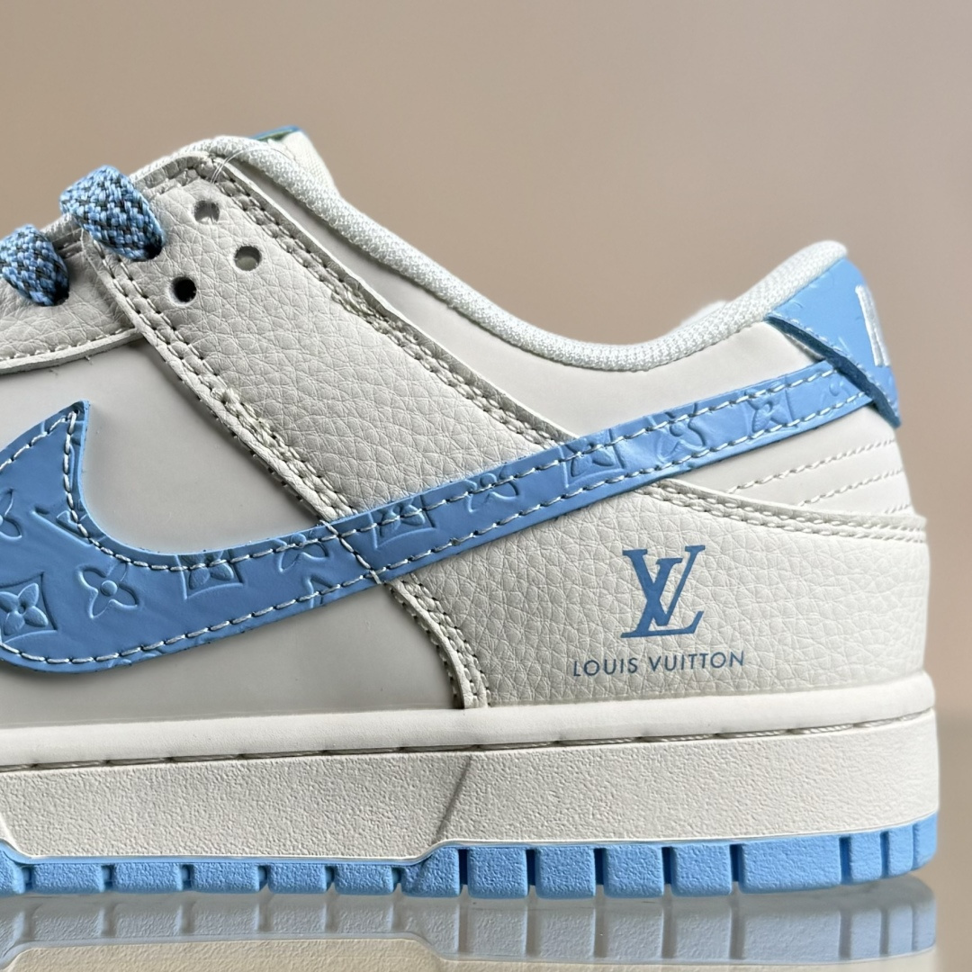 Nike SB Dunk Low LV联名 米白冰蓝印花 周年高端定制 低帮休闲板鞋 JP1628-015