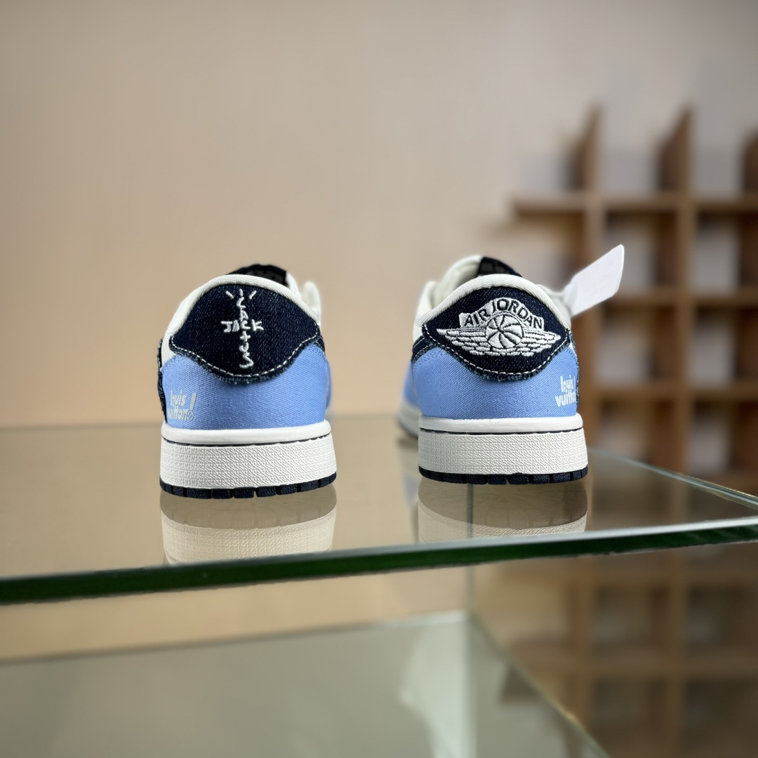 Travis Scott x Nike Air Jordan 1 Low x Louis Vuitton Air Jordan 1 Low 反转蓝白黑倒钩 JW1188-146