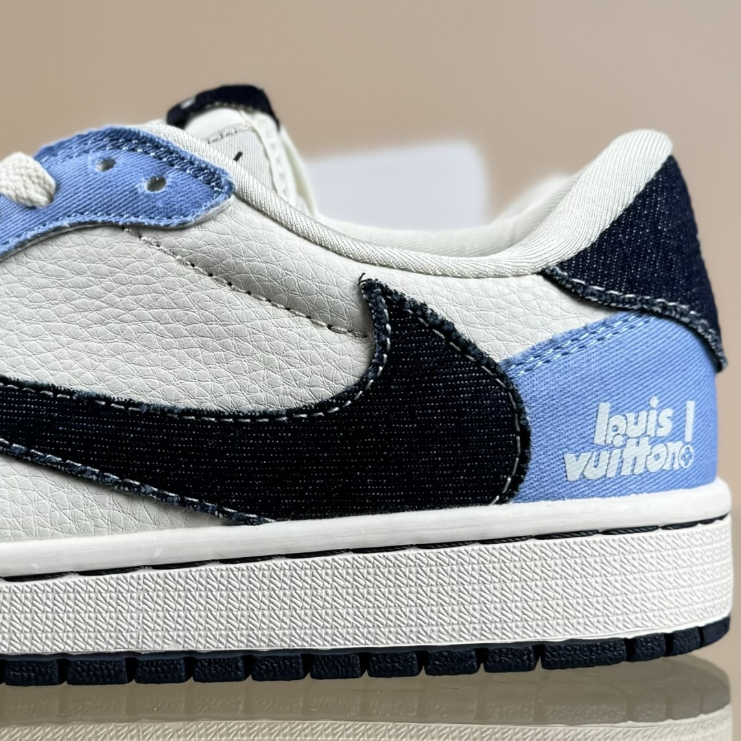 Travis Scott x Nike Air Jordan 1 Low x Louis Vuitton Air Jordan 1 Low 反转蓝白黑倒钩 JW1188-146
