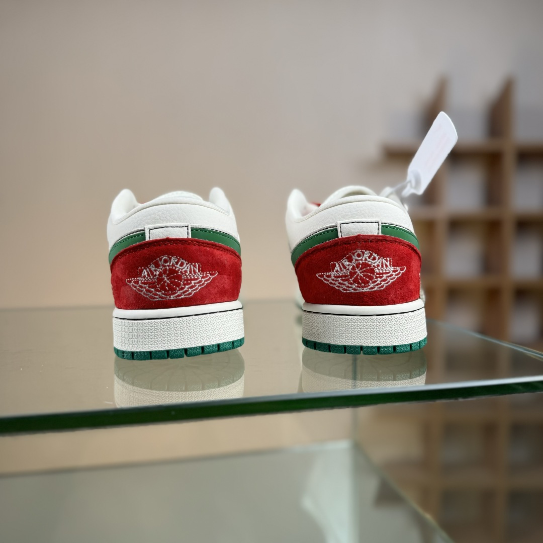 Air Jordan 1 Low AJ1 乔1 “古驰联名---奶白拼接红绿”高端定制 低帮复古篮球鞋 LD2025-003
