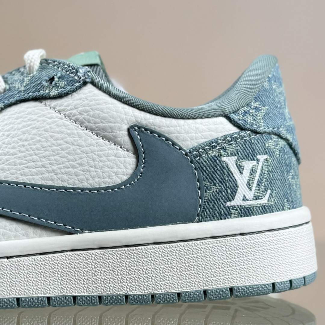 Travis Scott x Fragment Design x Air Jordan 1 Low OG SP AJ1 乔1 LV联名 青色牛仔 低帮文化休闲板鞋 SC0601-057