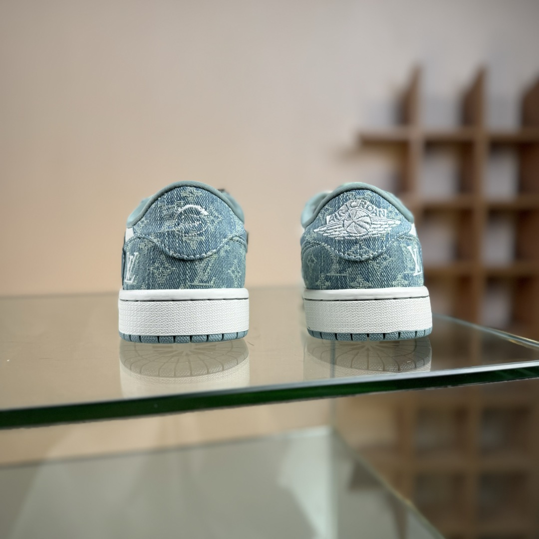 Travis Scott x Fragment Design x Air Jordan 1 Low OG SP AJ1 乔1 LV联名 青色牛仔 低帮文化休闲板鞋 SC0601-057