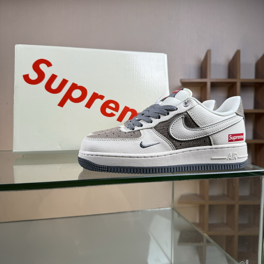 Nike Air Force 1'07 Low Supreme联名 米灰帆布 空军一号低帮休闲板鞋 XX3168-210