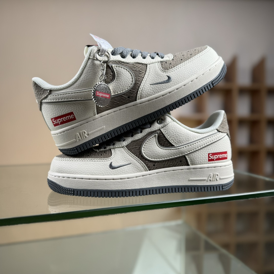 Nike Air Force 1'07 Low Supreme联名 米灰帆布 空军一号低帮休闲板鞋 XX3168-210