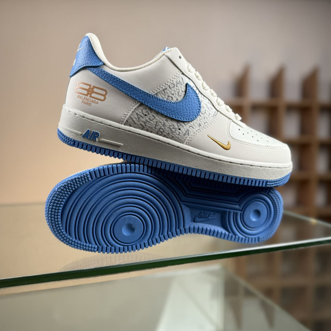 Nike Air Force 1'07 Low 巴黎世家联名 白蓝金 空军一号低帮休闲板鞋 YF9511-803