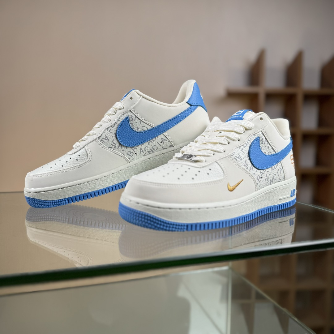 Nike Air Force 1'07 Low 巴黎世家联名 白蓝金 空军一号低帮休闲板鞋 YF9511-803