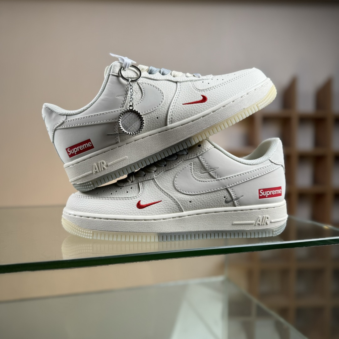 Nike Air Force 1'07 Low Supreme联名 米灰水晶底 空军一号低帮休闲板鞋 XX3168-178