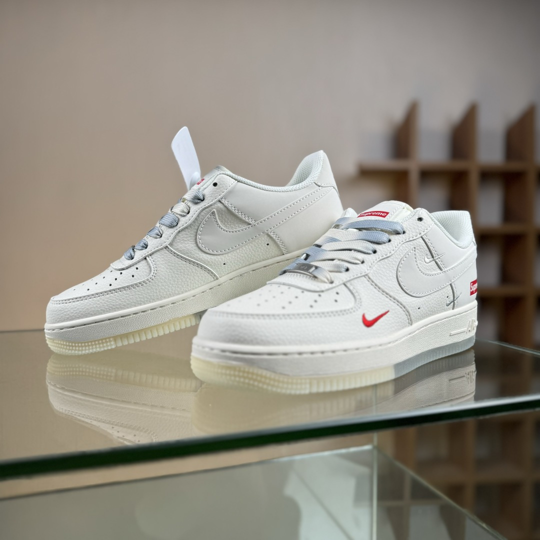 Nike Air Force 1'07 Low Supreme联名 米灰水晶底 空军一号低帮休闲板鞋 XX3168-178