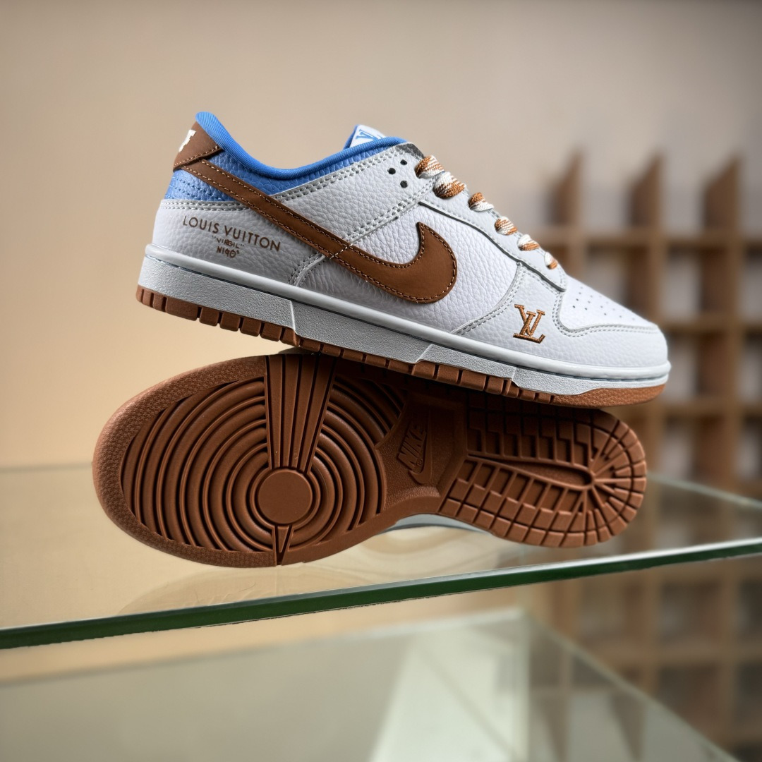 Nike SB Dunk Low LV联名 白灰棕蓝 周年高端定制 低帮休闲板鞋 SC0601-474