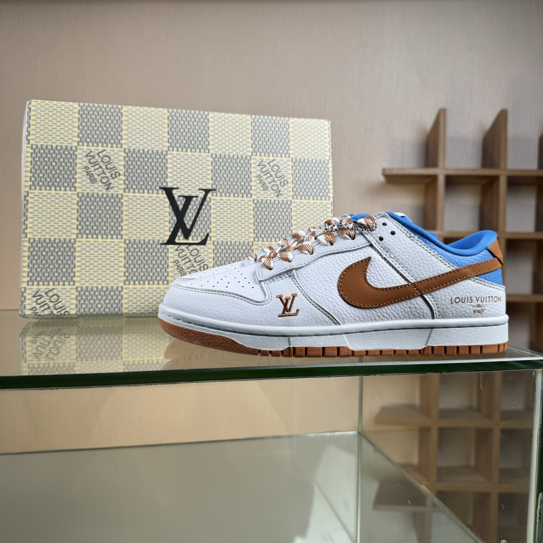Nike SB Dunk Low LV联名 白灰棕蓝 周年高端定制 低帮休闲板鞋 SC0601-474