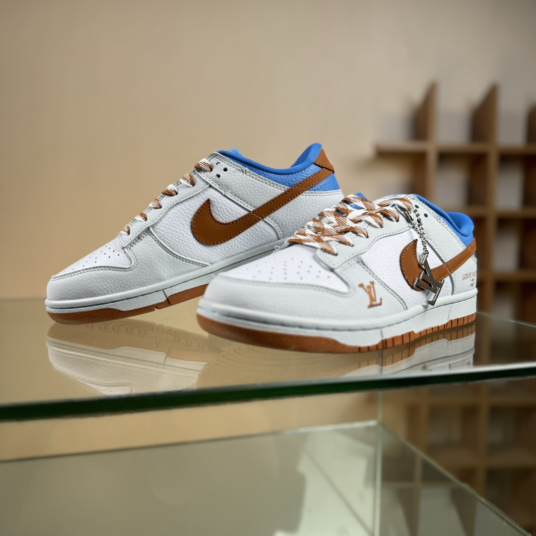 Nike SB Dunk Low LV联名 白灰棕蓝 周年高端定制 低帮休闲板鞋 SC0601-474