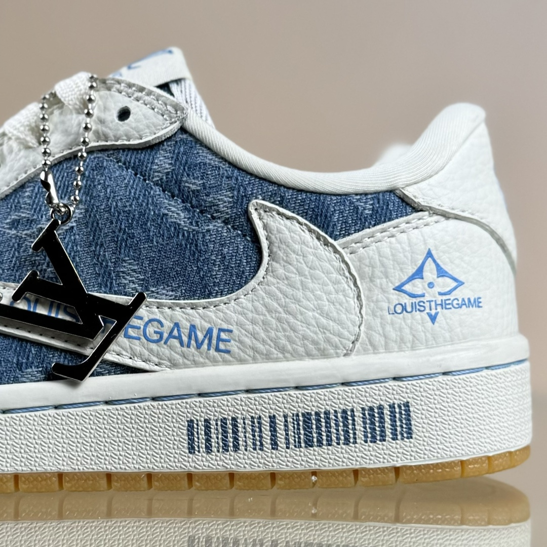 Travis Scott x Fragment Design x Air Jordan 1 Low SP AJ1 乔1 LV联名 白蓝牛仔 低帮文化休闲板鞋 SC0601-053