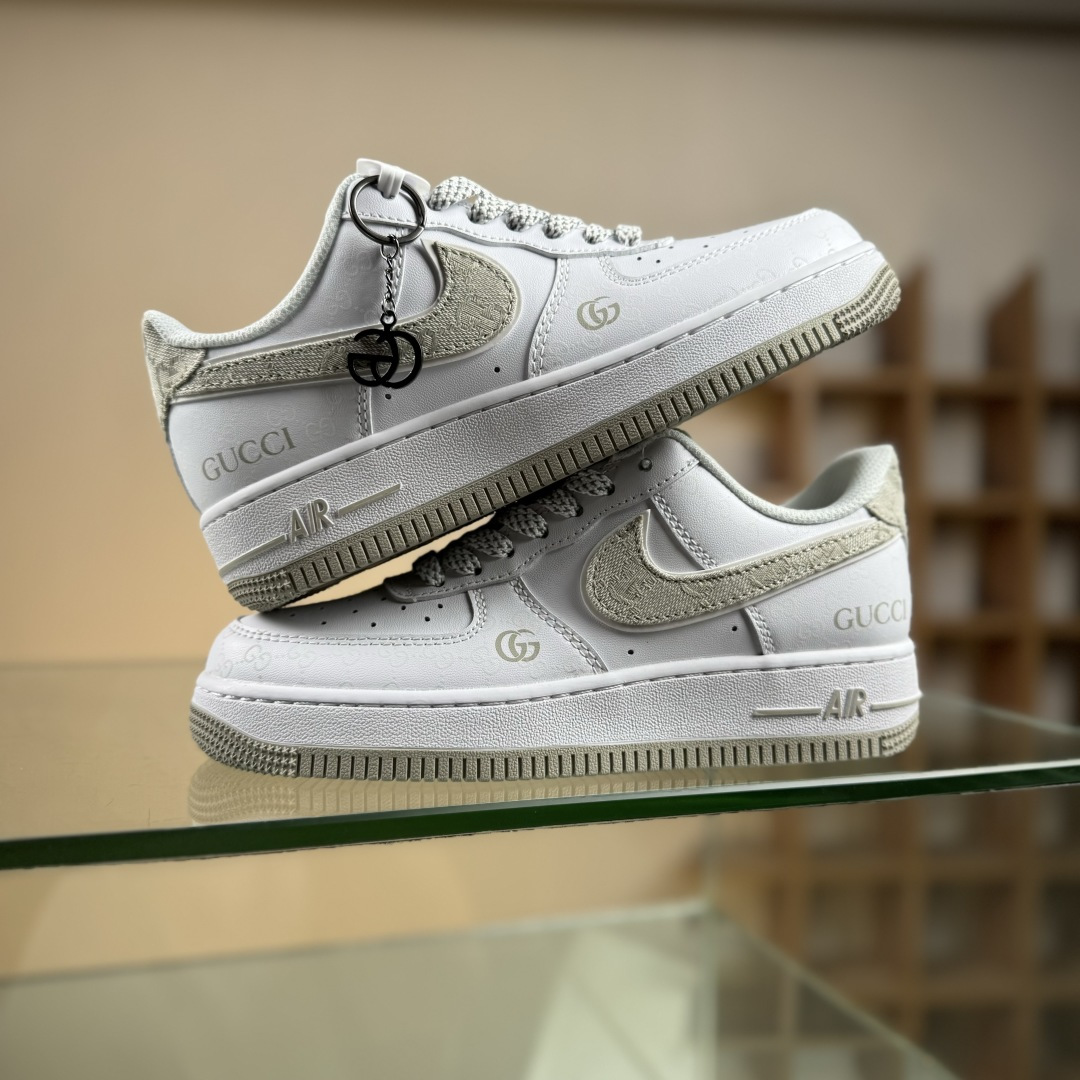 260 Nike Air Force 1'07 Low 古驰联名 米灰牛仔夜光 空军一号低帮休闲板鞋 XX3168-197
