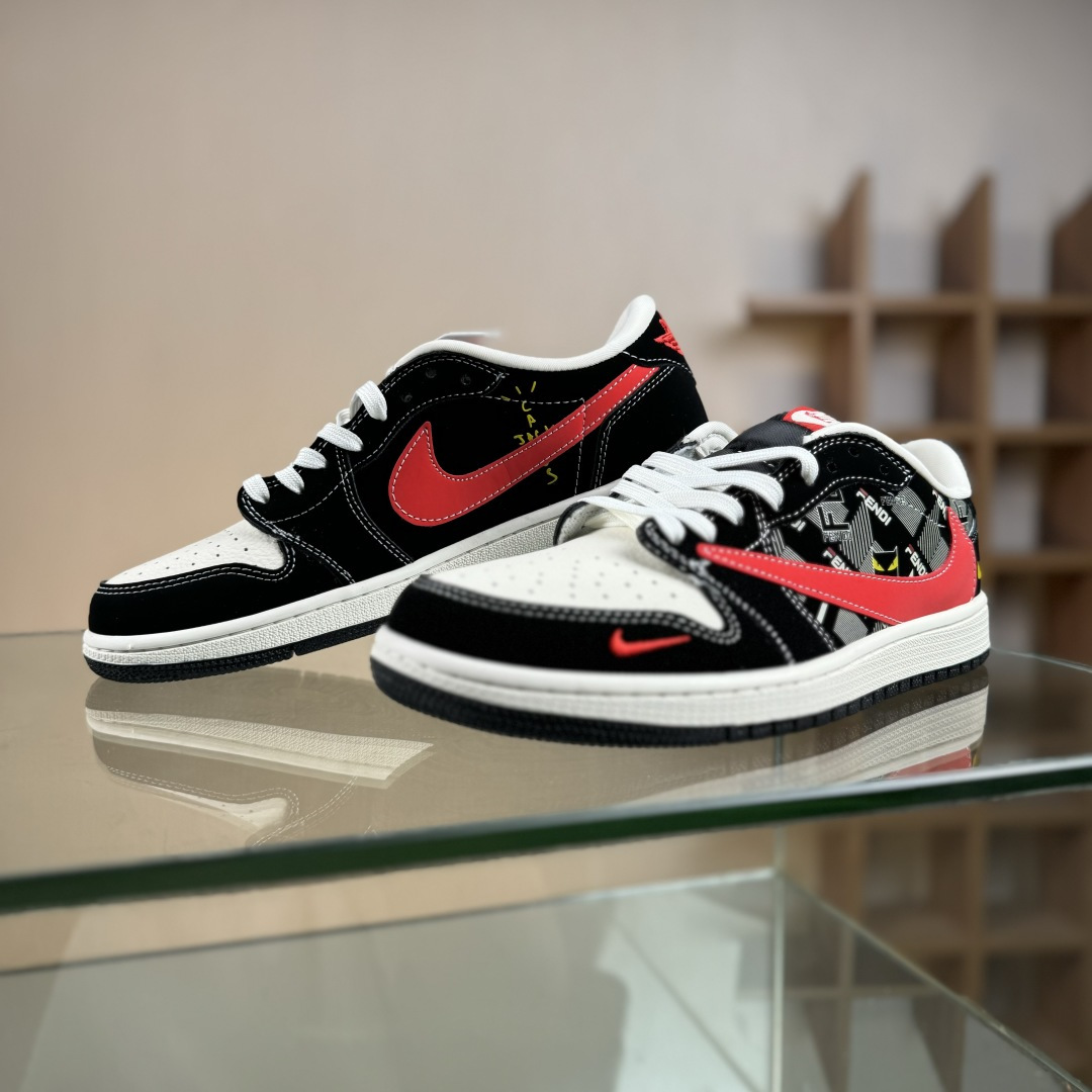 Travis Scott x Fragment Design x Air Jordan 1 Low SP AJ1 乔1 芬迪联名 猫眼红勾 低帮文化休闲板鞋 XS2025-078