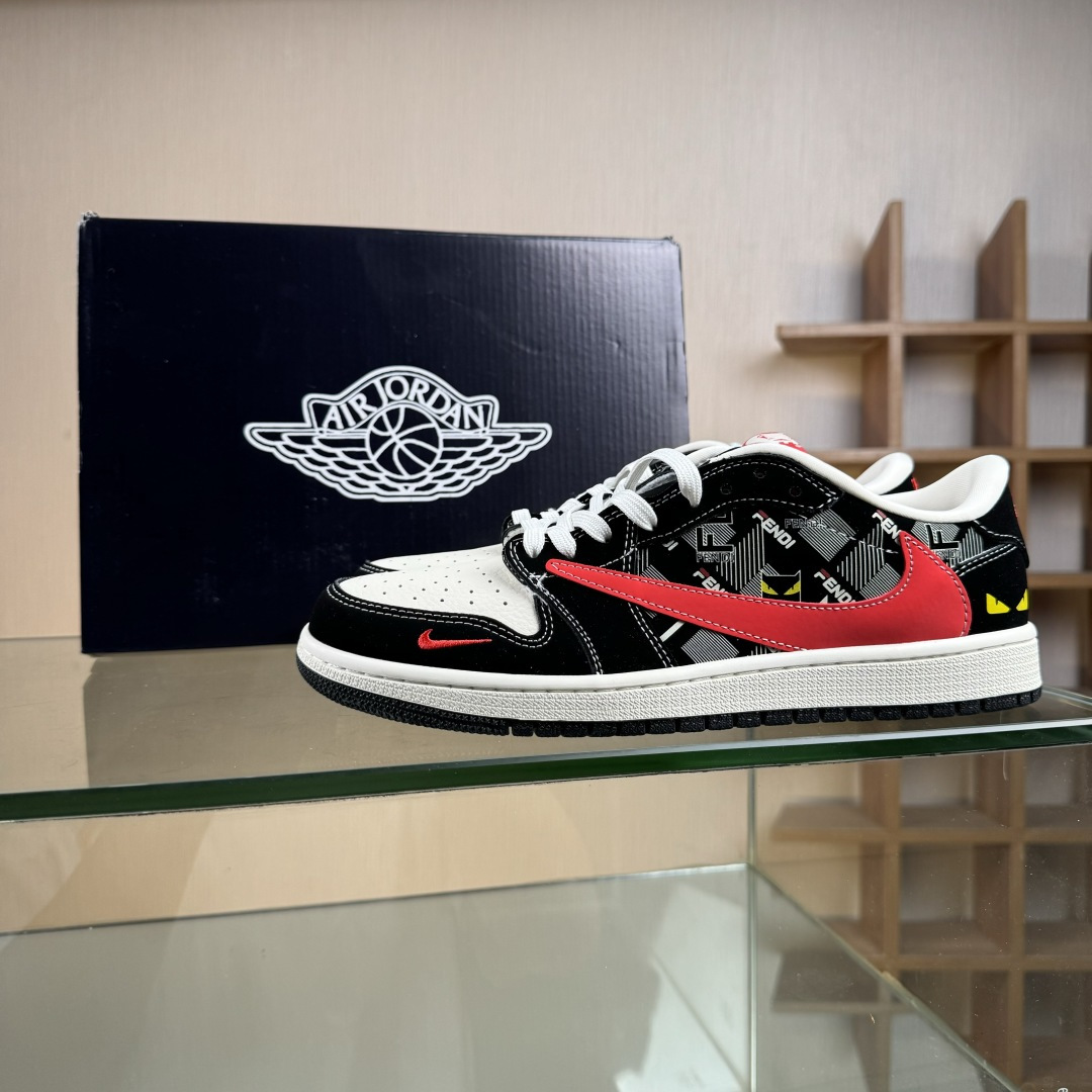 Travis Scott x Fragment Design x Air Jordan 1 Low SP AJ1 乔1 芬迪联名 猫眼红勾 低帮文化休闲板鞋 XS2025-078